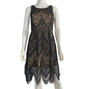 Pinky Black lace nude A line Dress, women’s medium